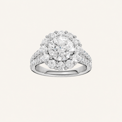 3.25CT Round Cut Certified Lab Grown Diamond Cluster Halo Ring