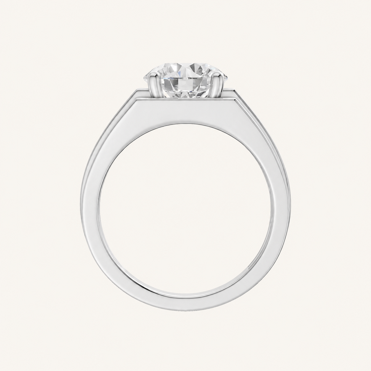3CT Round Cut Certified Lab Grown Diamond Men's Ring