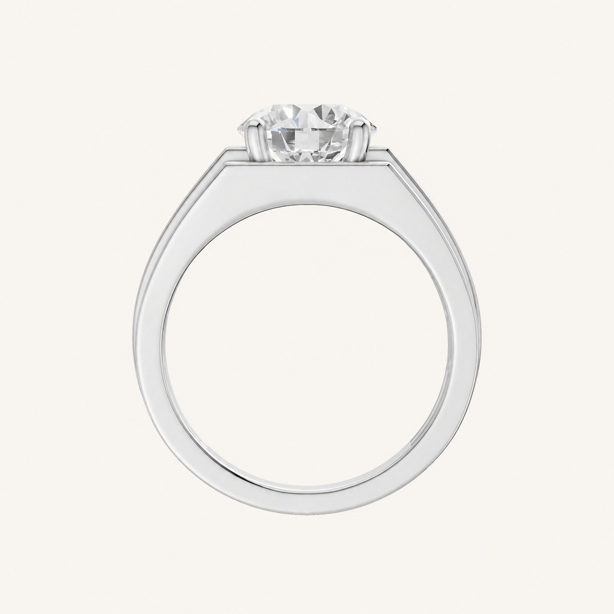 3CT Round Cut Certified Lab Grown Diamond Men's Ring