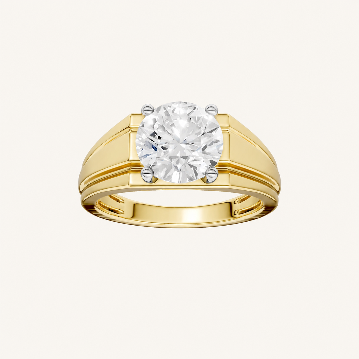 3CT Round Cut Certified Lab Grown Diamond Men's Ring