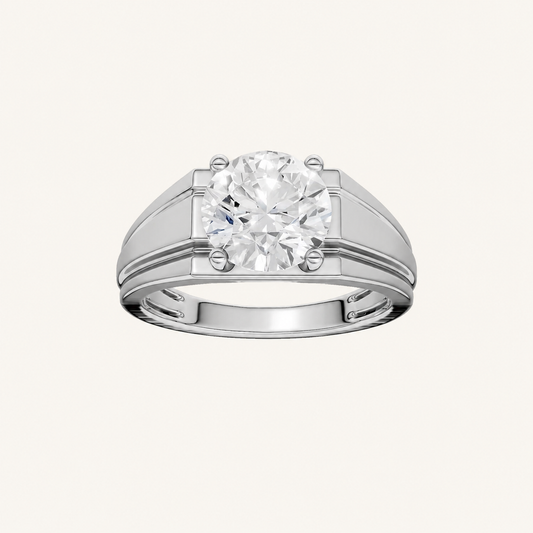 3CT Round Cut Certified Lab Grown Diamond Men's Ring