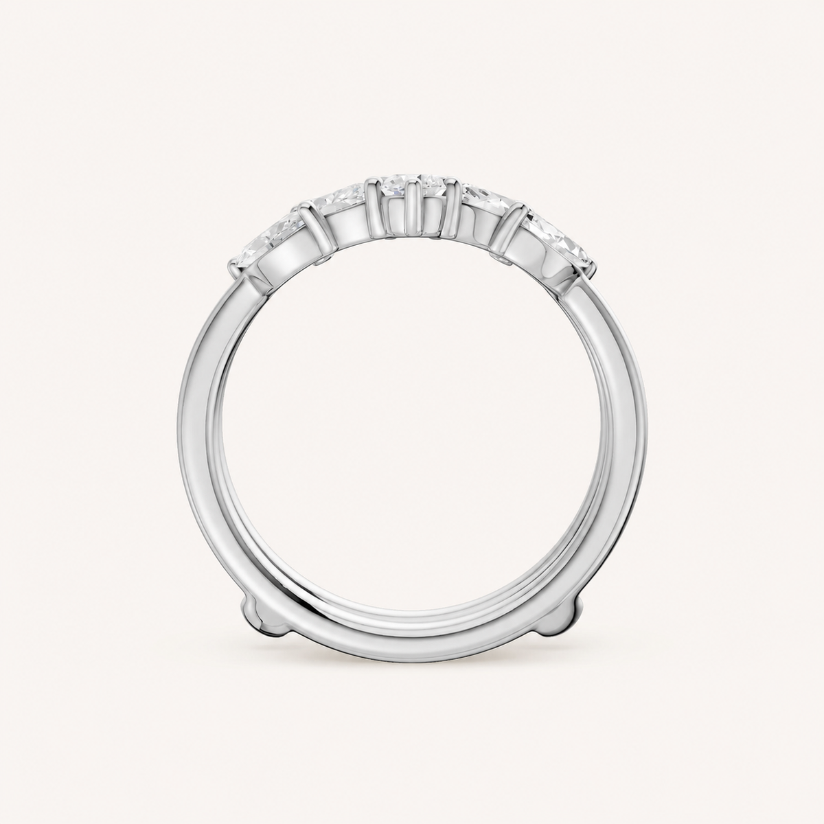 1CT Round & Marquise Cut Certified Lab Grown Diamond Ring Guard