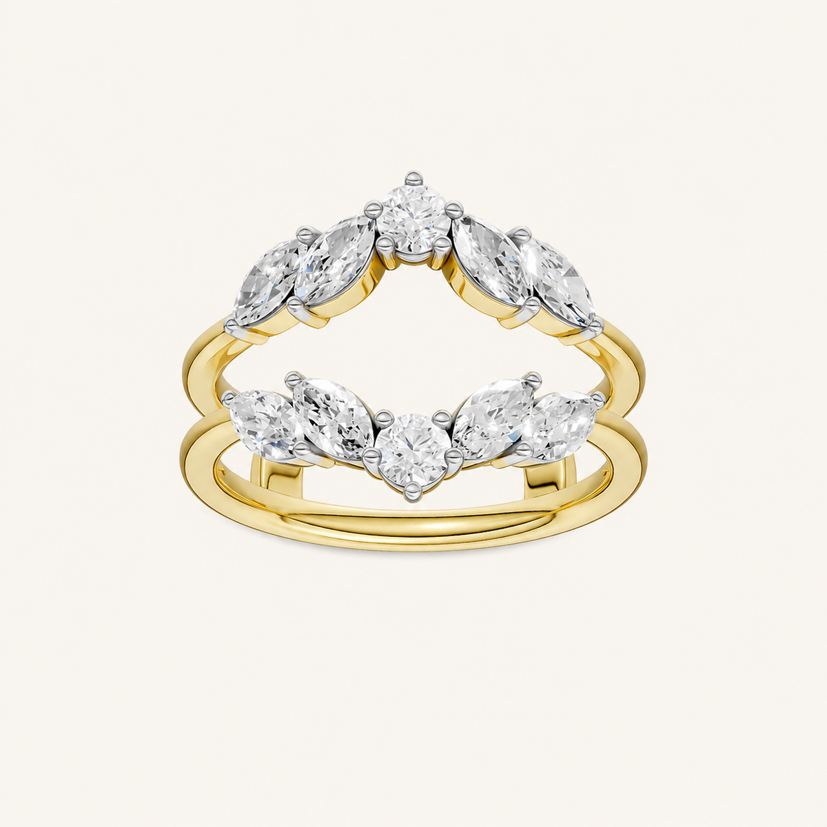 1CT Round & Marquise Cut Certified Lab Grown Diamond Ring Guard