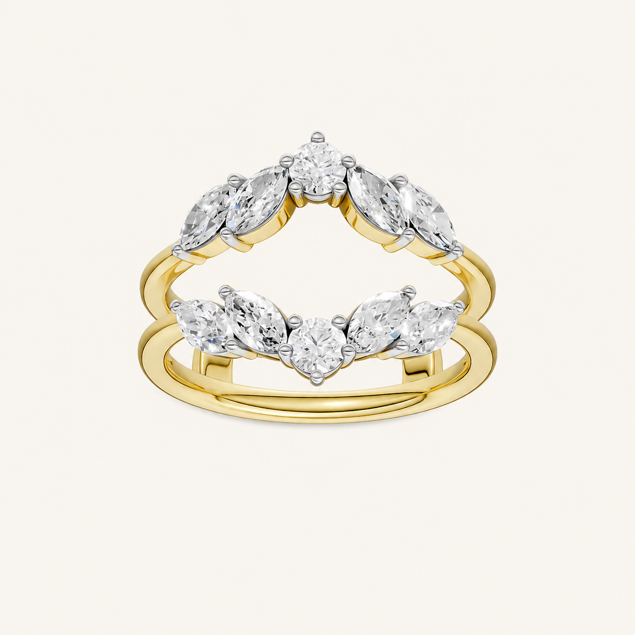 1CT Round & Marquise Cut Certified Lab Grown Diamond Ring Guard