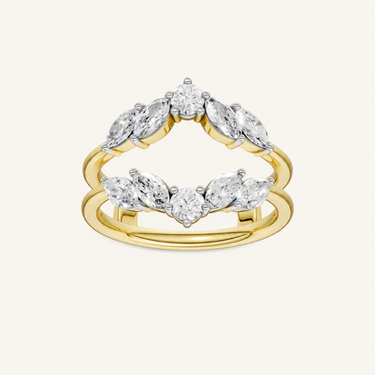 1CT Round & Marquise Cut Certified Lab Grown Diamond Ring Guard