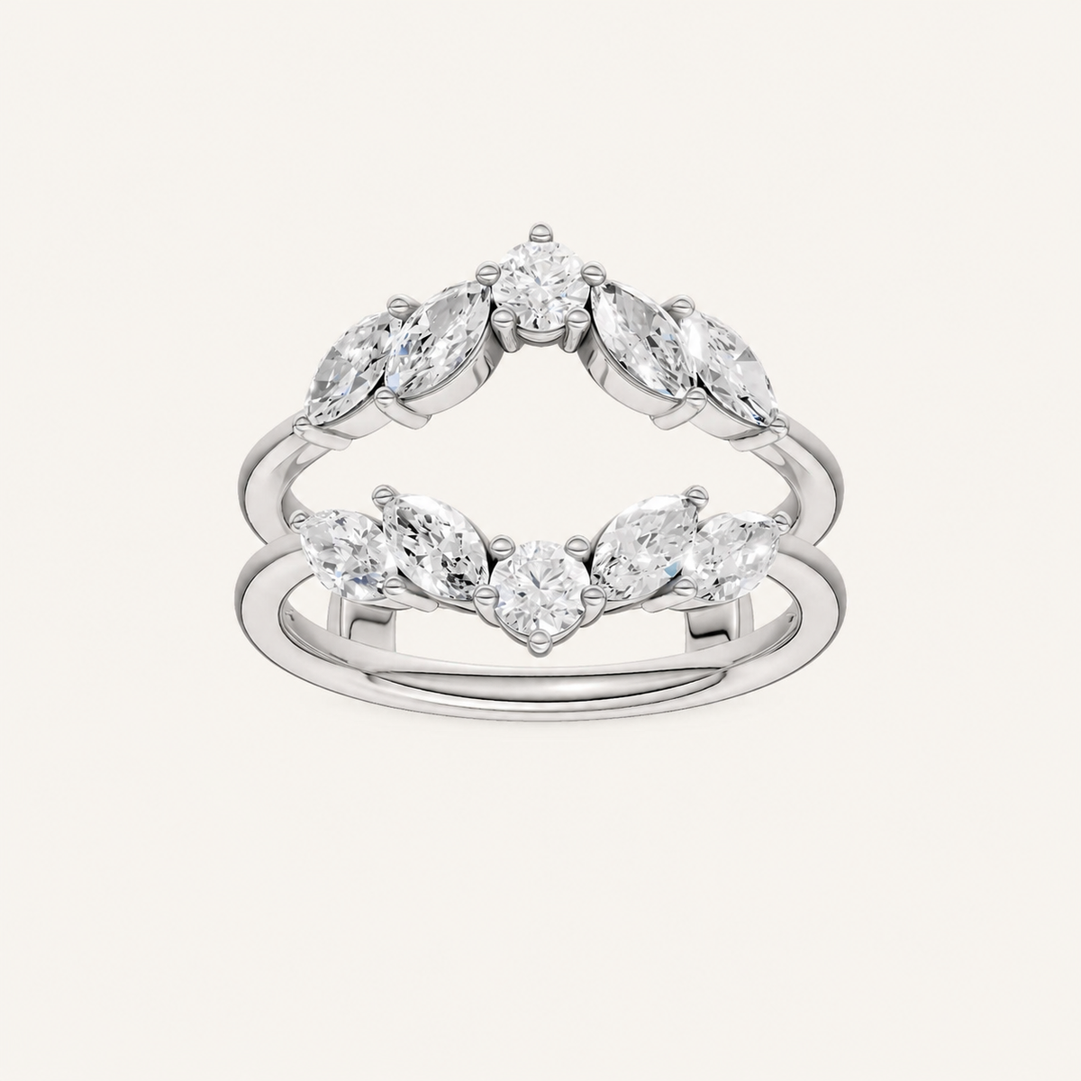 1CT Round & Marquise Cut Certified Lab Grown Diamond Ring Guard