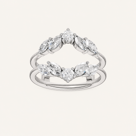 1CT Round & Marquise Cut Certified Lab Grown Diamond Ring Guard