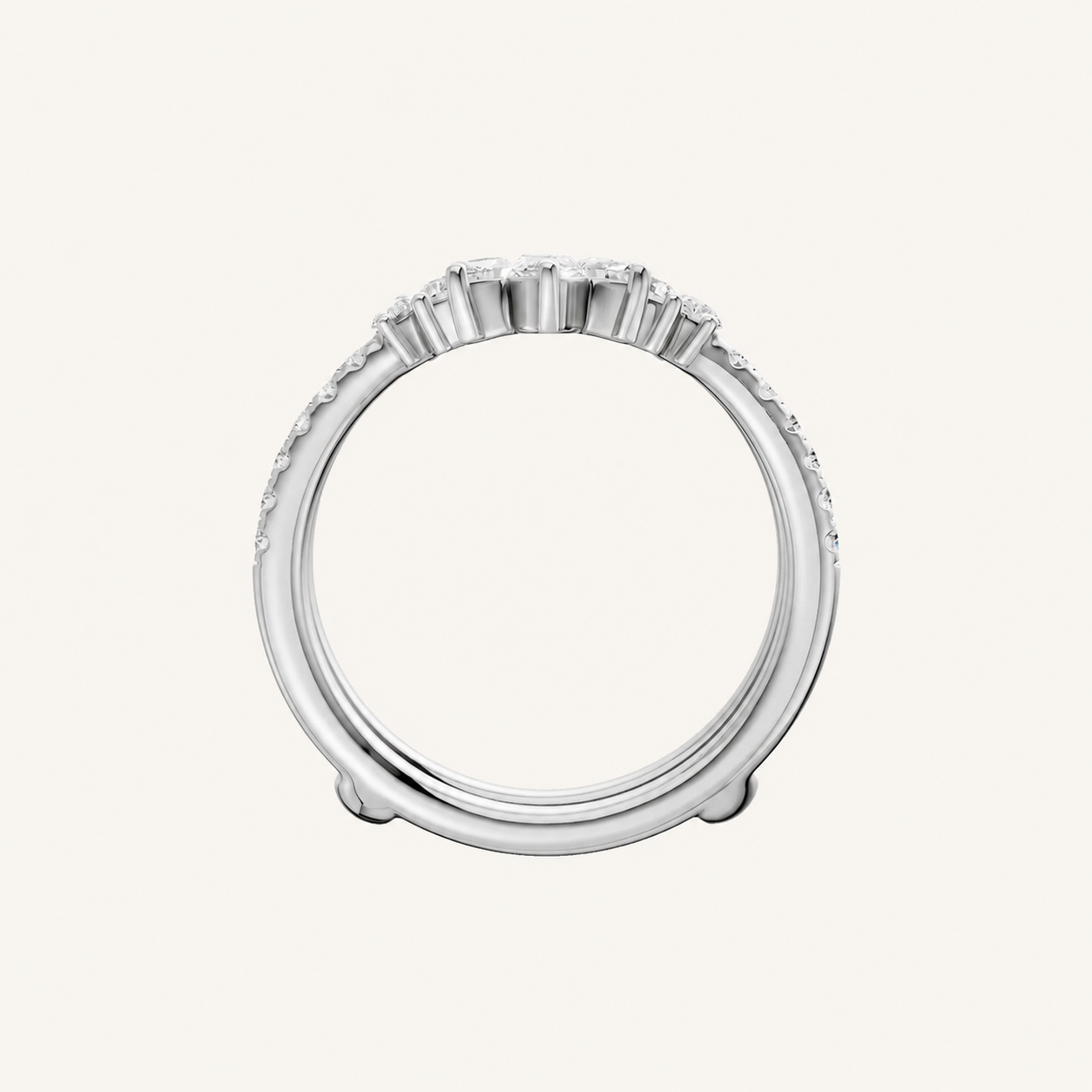 1CT Marquise and Round Cut Certified Lab Grown Diamond Ring Guard