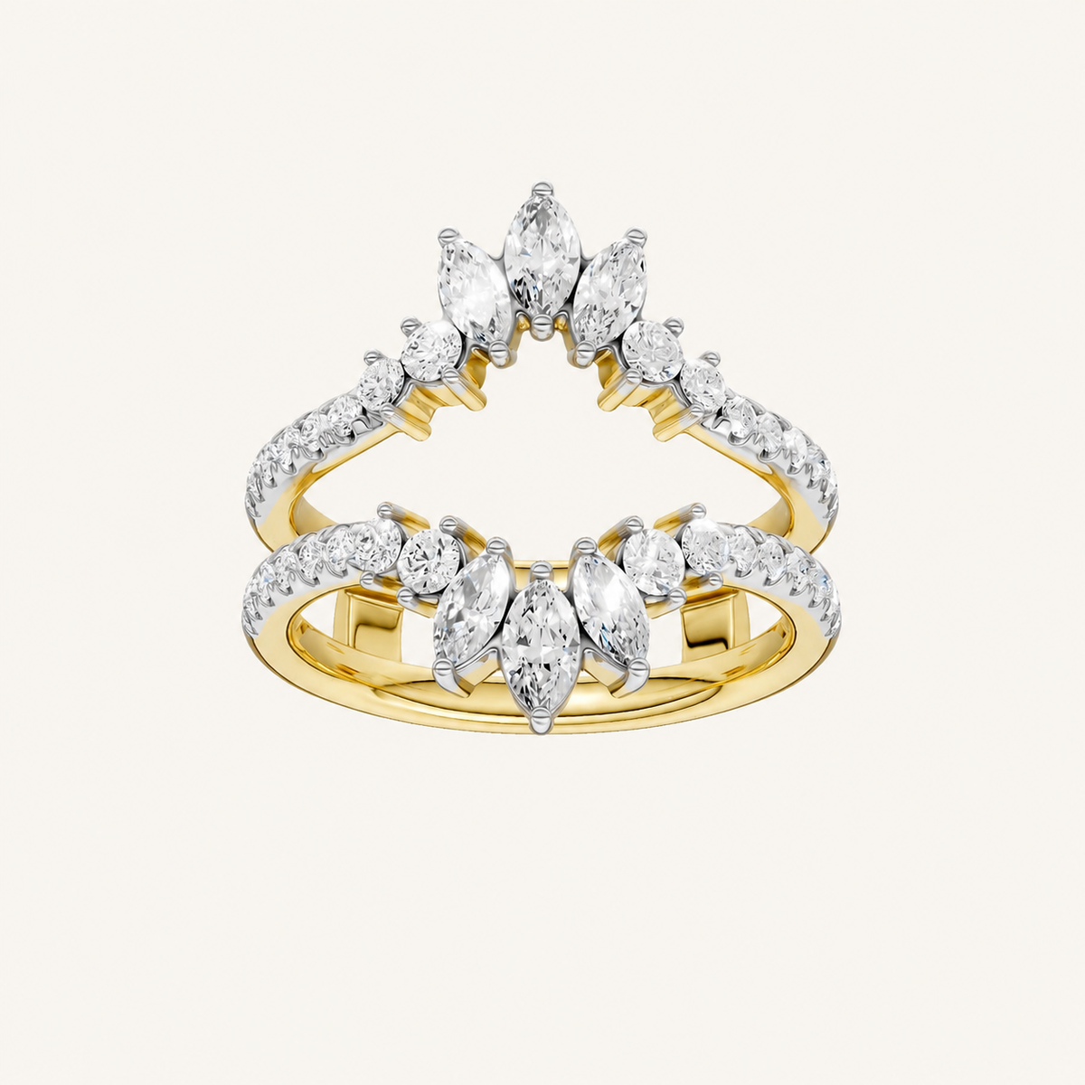 1CT Marquise and Round Cut Certified Lab Grown Diamond Ring Guard
