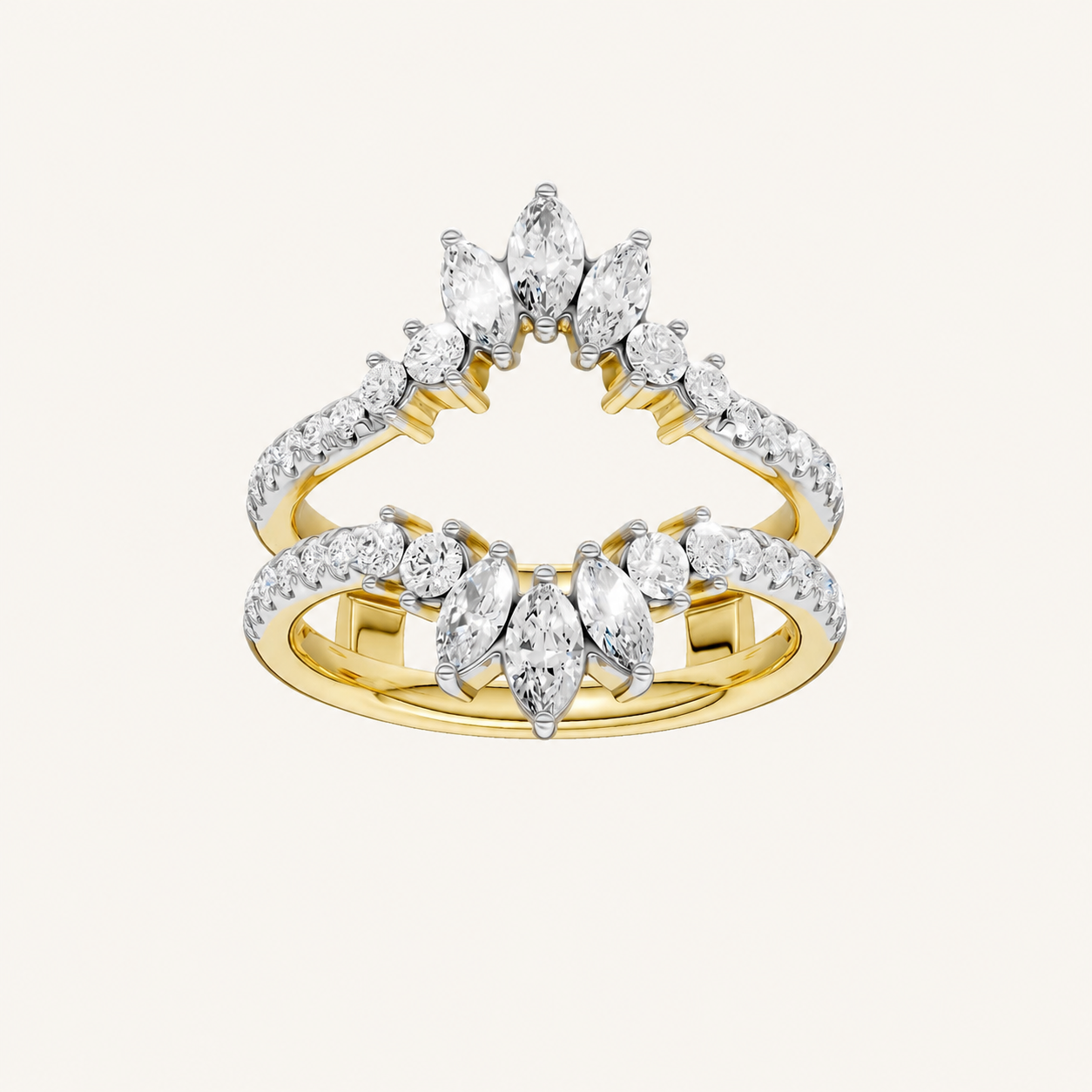 1CT Marquise and Round Cut Certified Lab Grown Diamond Ring Guard