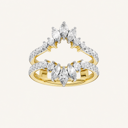 1CT Marquise and Round Cut Certified Lab Grown Diamond Ring Guard