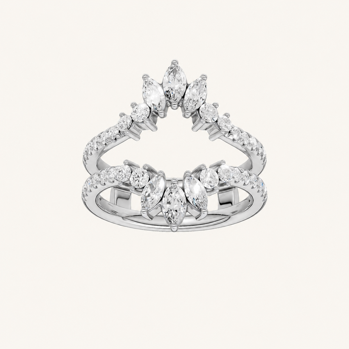 1CT Marquise and Round Cut Certified Lab Grown Diamond Ring Guard