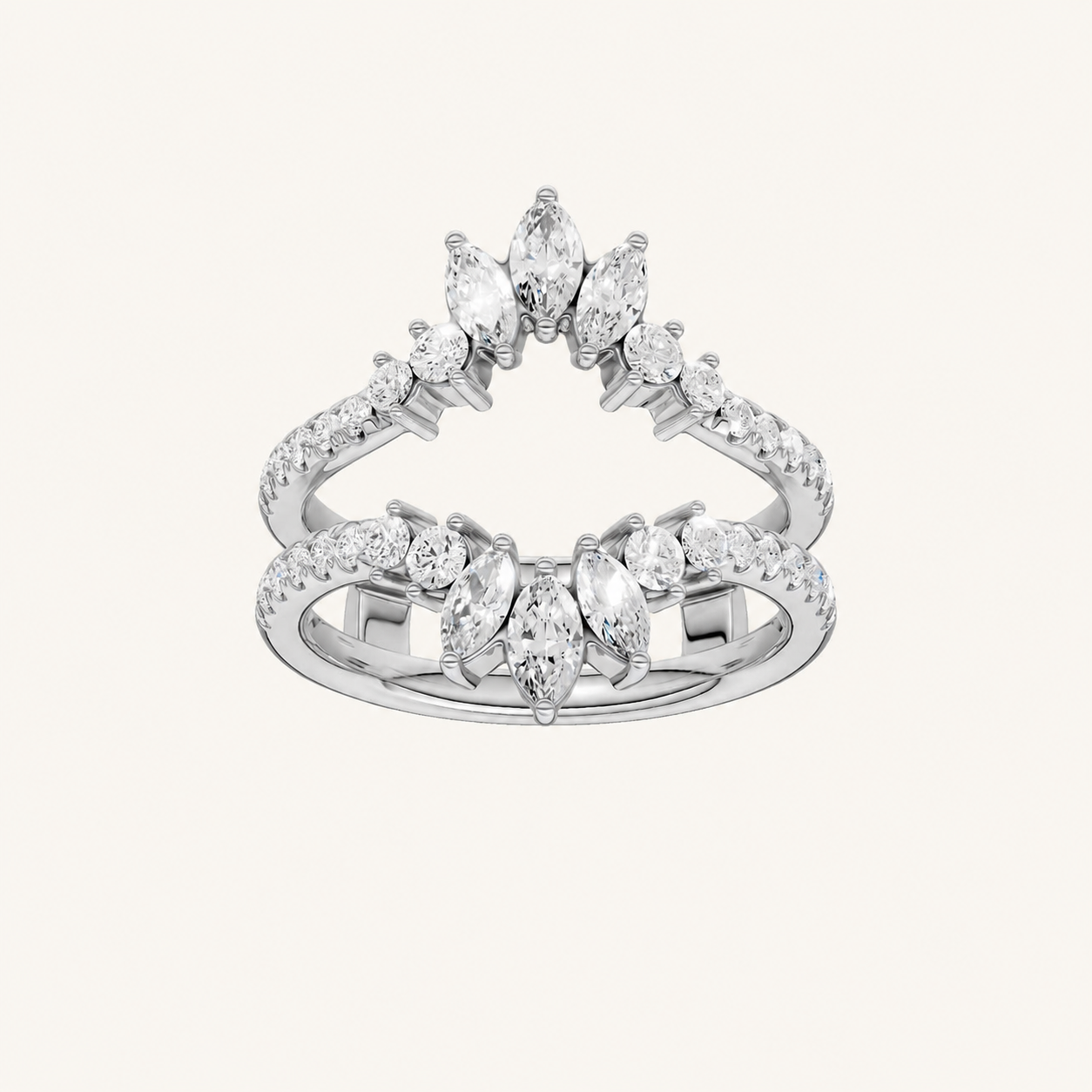 1CT Marquise and Round Cut Certified Lab Grown Diamond Ring Guard