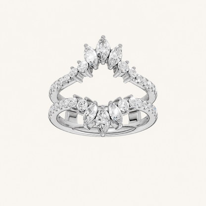 1CT Marquise and Round Cut Certified Lab Grown Diamond Ring Guard