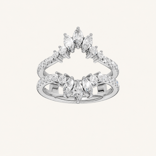 1CT Marquise and Round Cut Certified Lab Grown Diamond Ring Guard