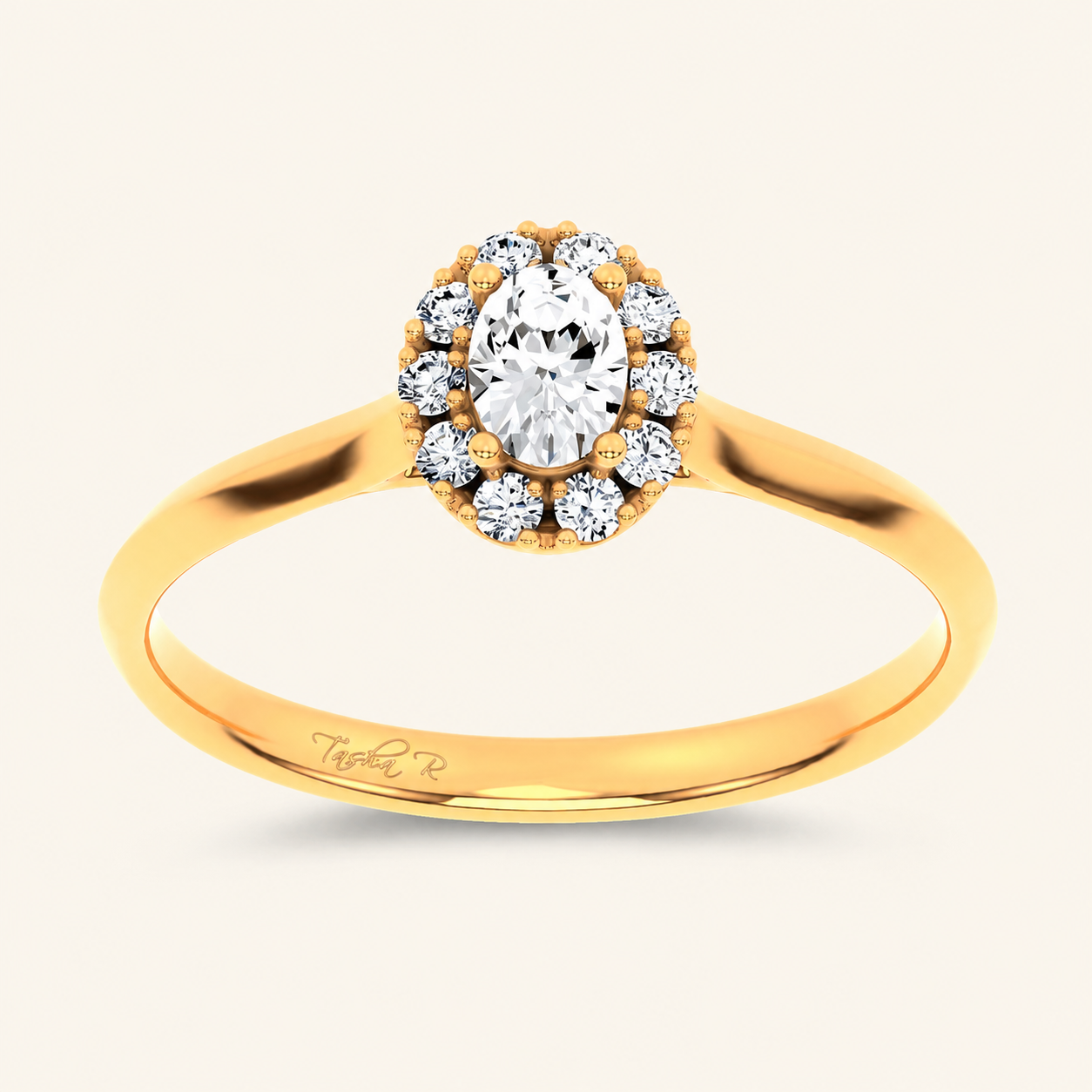 0.33CT Oval Cut Certified Lab Grown Diamond Promise Halo Ring