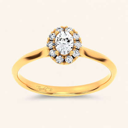 0.33CT Oval Cut Certified Lab Grown Diamond Promise Halo Ring