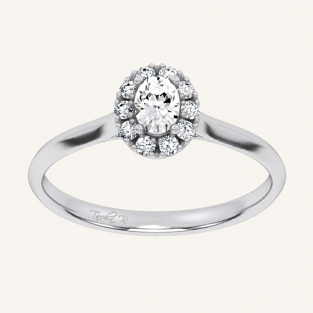 0.33CT Oval Cut Certified Lab Grown Diamond Promise Halo Ring