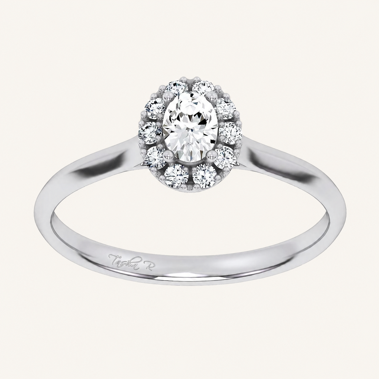 0.33CT Oval Cut Certified Lab Grown Diamond Promise Halo Ring