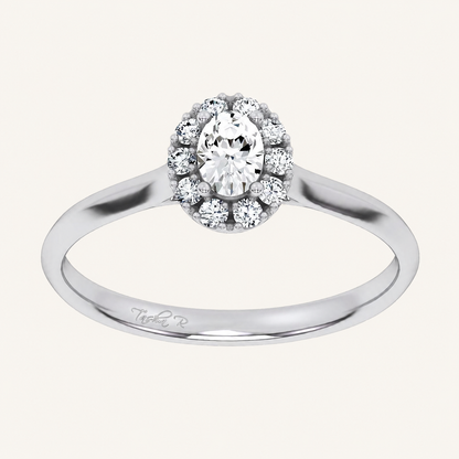 0.33CT Oval Cut Certified Lab Grown Diamond Promise Halo Ring