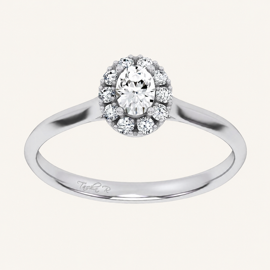 0.33CT Oval Cut Certified Lab Grown Diamond Promise Halo Ring