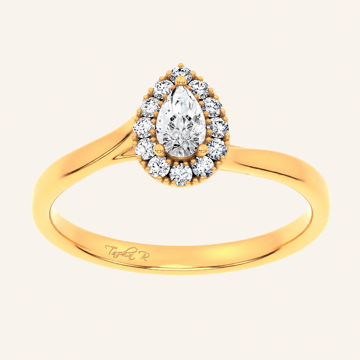 0.33CT Pear Cut Certified Lab Grown Diamond Promise Halo Ring
