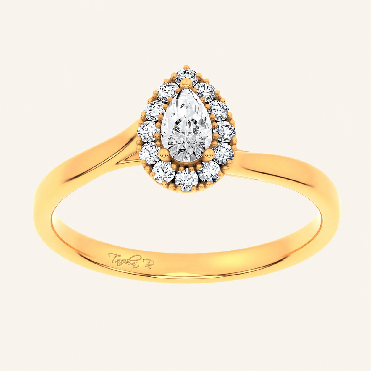 0.33CT Pear Cut Certified Lab Grown Diamond Promise Halo Ring