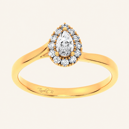 0.33CT Pear Cut Certified Lab Grown Diamond Promise Halo Ring