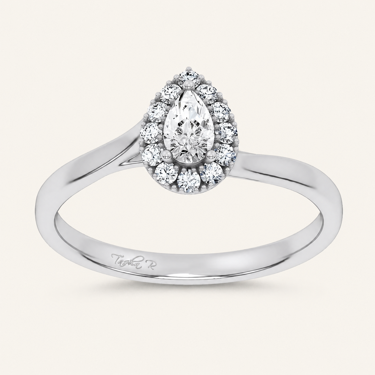 0.33CT Pear Cut Certified Lab Grown Diamond Promise Halo Ring