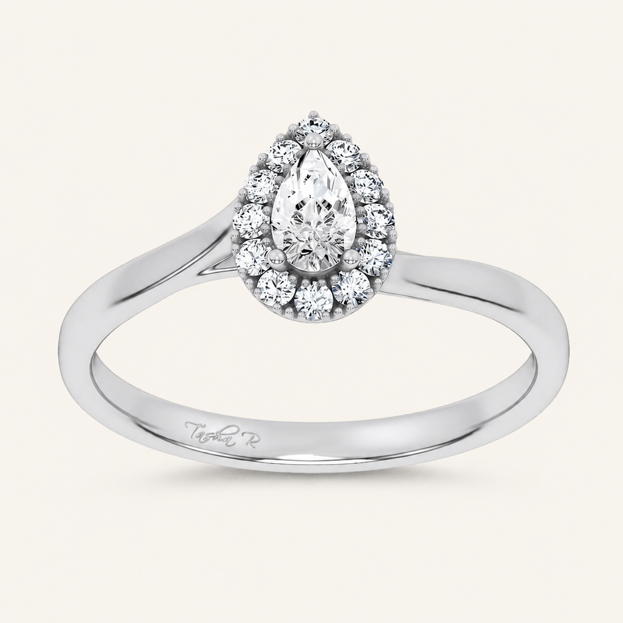 0.33CT Pear Cut Certified Lab Grown Diamond Promise Halo Ring