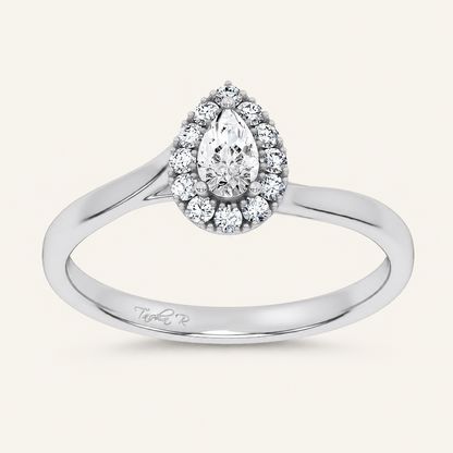 0.33CT Pear Cut Certified Lab Grown Diamond Promise Halo Ring