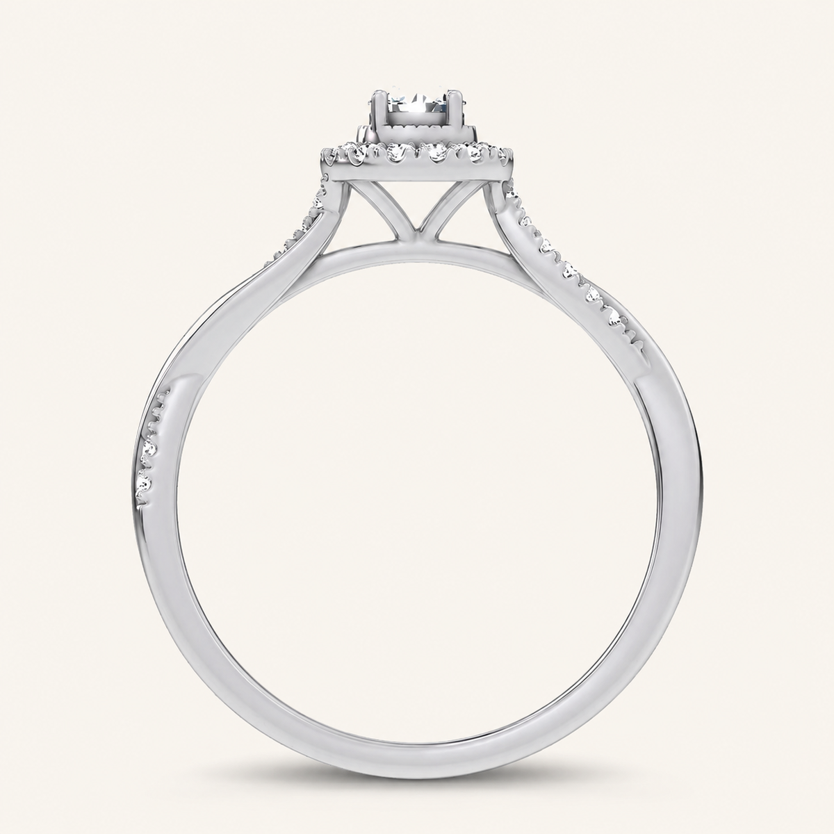 0.33CT Round Cut Certified Lab Grown Diamond Halo Ring