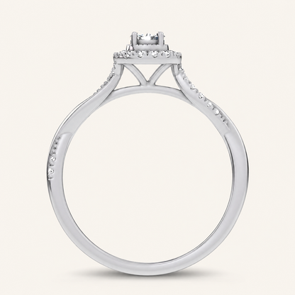 0.33CT Round Cut Certified Lab Grown Diamond Halo Ring