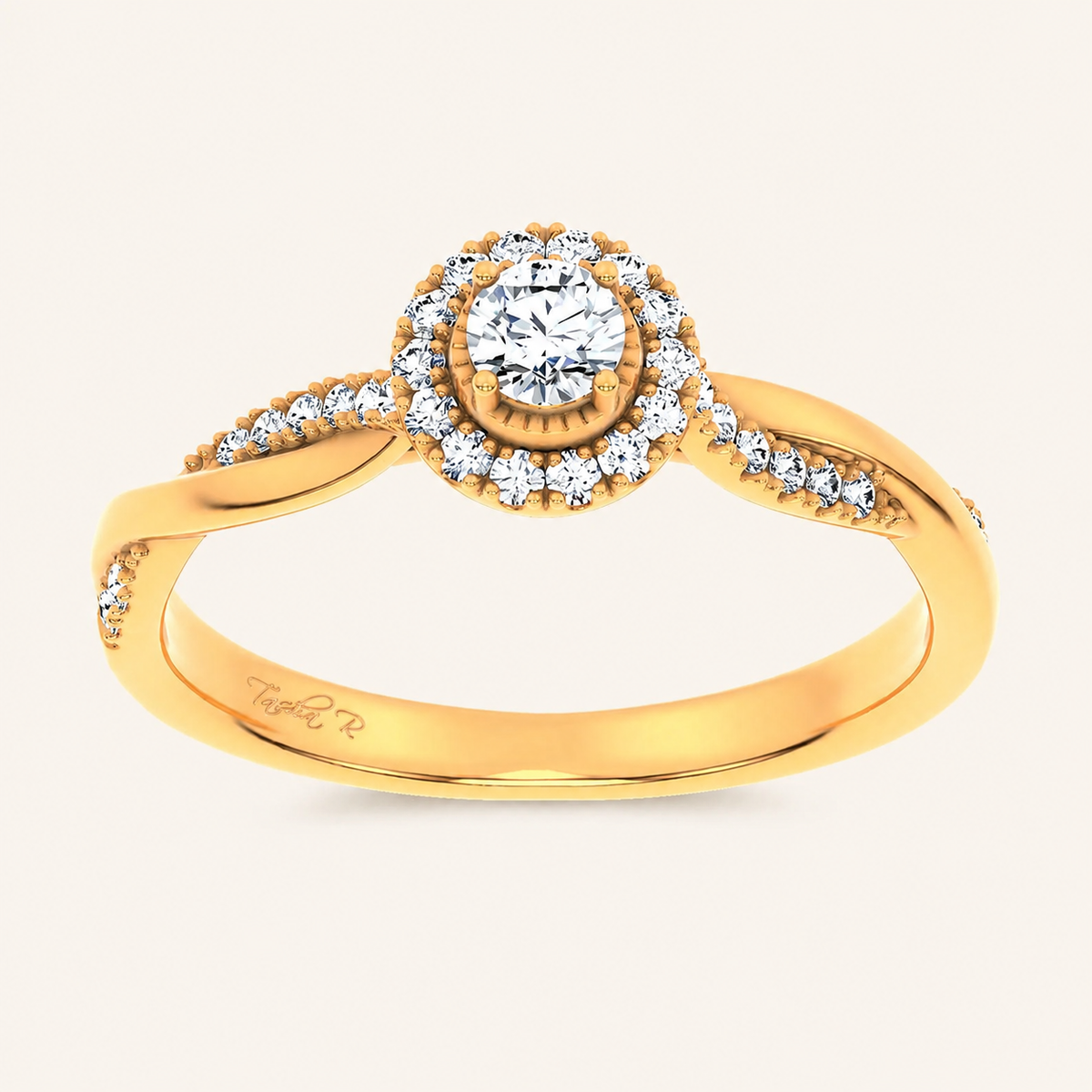 0.33CT Round Cut Certified Lab Grown Diamond Halo Ring
