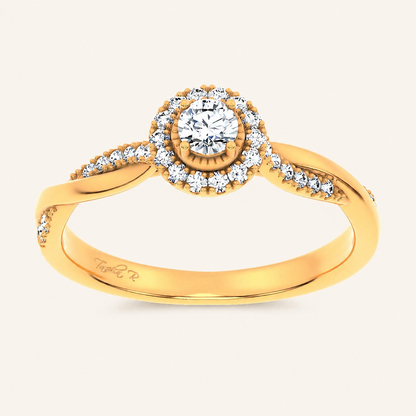 0.33CT Round Cut Certified Lab Grown Diamond Halo Ring