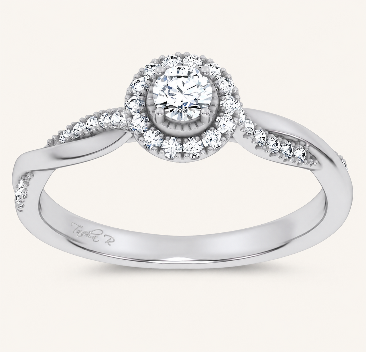 0.33CT Round Cut Certified Lab Grown Diamond Halo Ring
