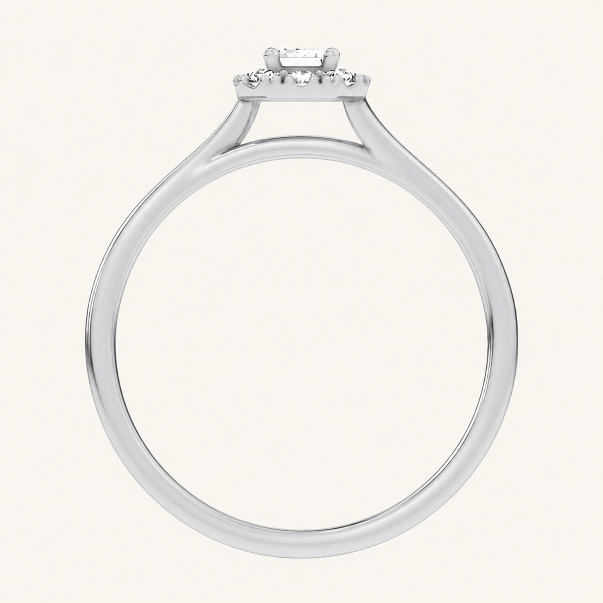 0.33CT Emerald Cut Certified Lab Grown Diamond Halo Ring