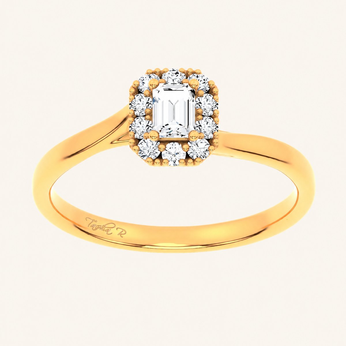0.33CT Emerald Cut Certified Lab Grown Diamond Halo Ring