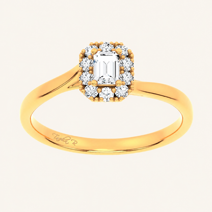 0.33CT Emerald Cut Certified Lab Grown Diamond Halo Ring