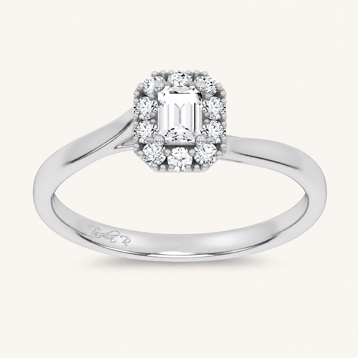 0.33CT Emerald Cut Certified Lab Grown Diamond Halo Ring