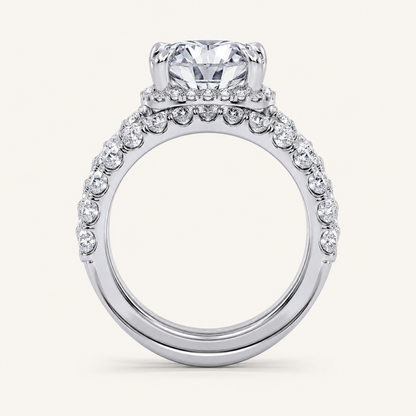 4.53CT Round Cut Certified Lab Grown Diamond Hidden Halo Bridal Set
