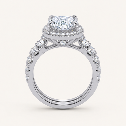 4.53CT Oval Cut Certified Lab Grown Diamond Halo Bridal Set
