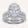 4.53CT Oval Cut Certified Lab Grown Diamond Halo Bridal Set