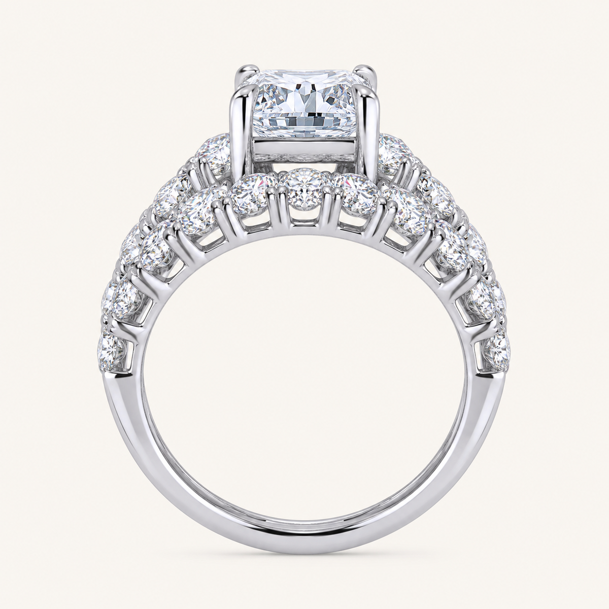 5.04CT Princess Cut Certified Lab Grown Diamond Hidden Halo Bridal Set