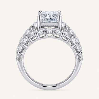 5.04CT Princess Cut Certified Lab Grown Diamond Hidden Halo Bridal Set