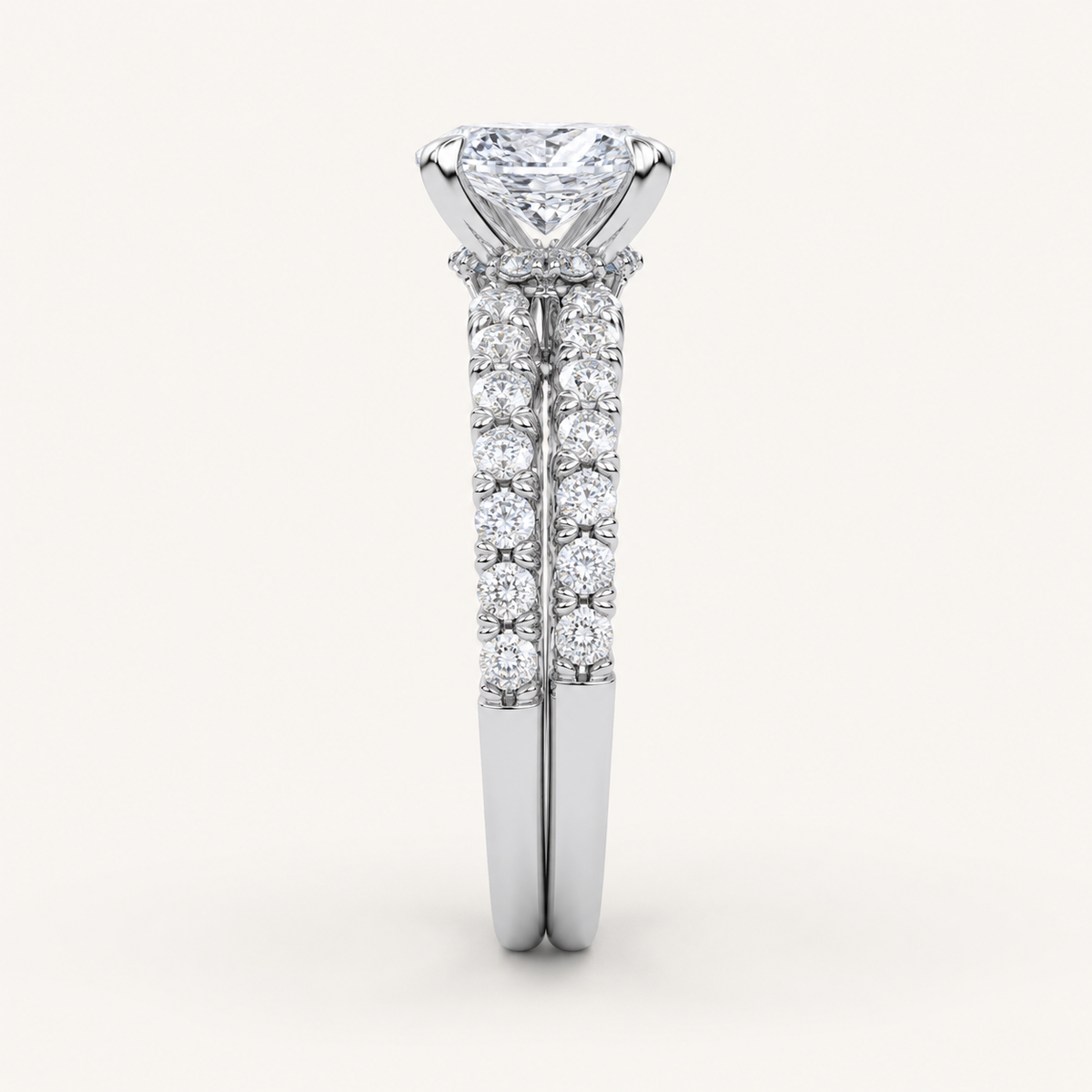 5.04CT Pear Cut Certified Lab Grown Diamond Hidden Halo Bridal Set