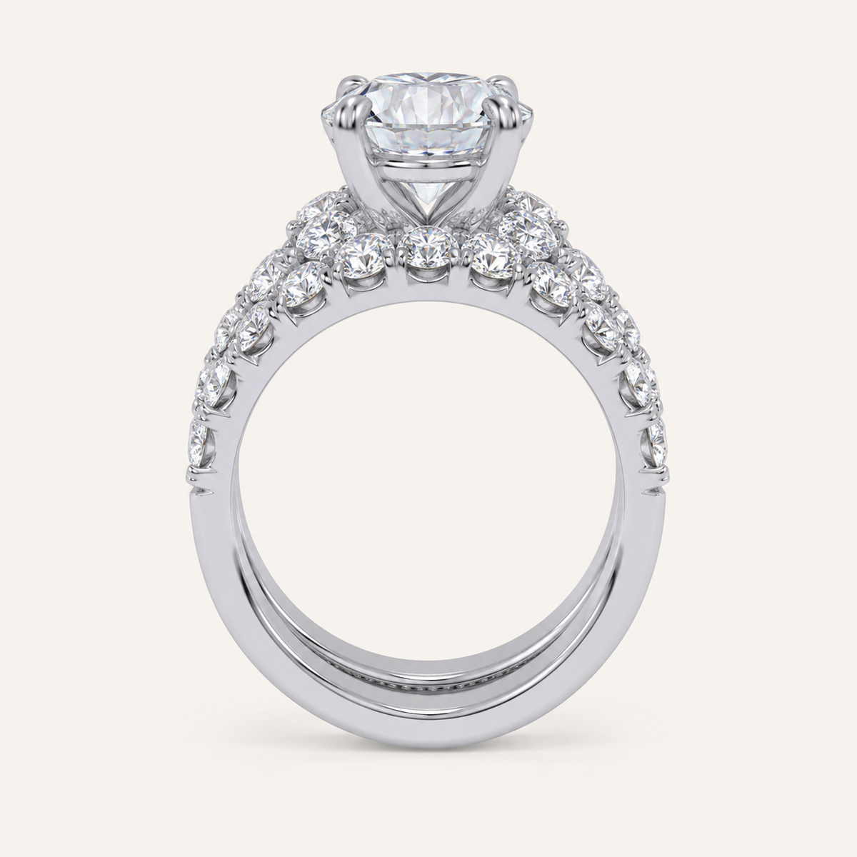 5.04CT Round Cut Certified Lab Grown Diamond Hidden Halo Bridal Set