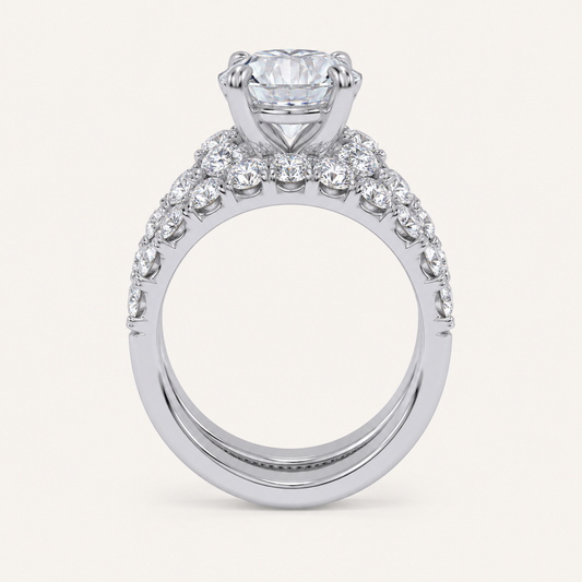 5.04CT Round Cut Certified Lab Grown Diamond Hidden Halo Bridal Set