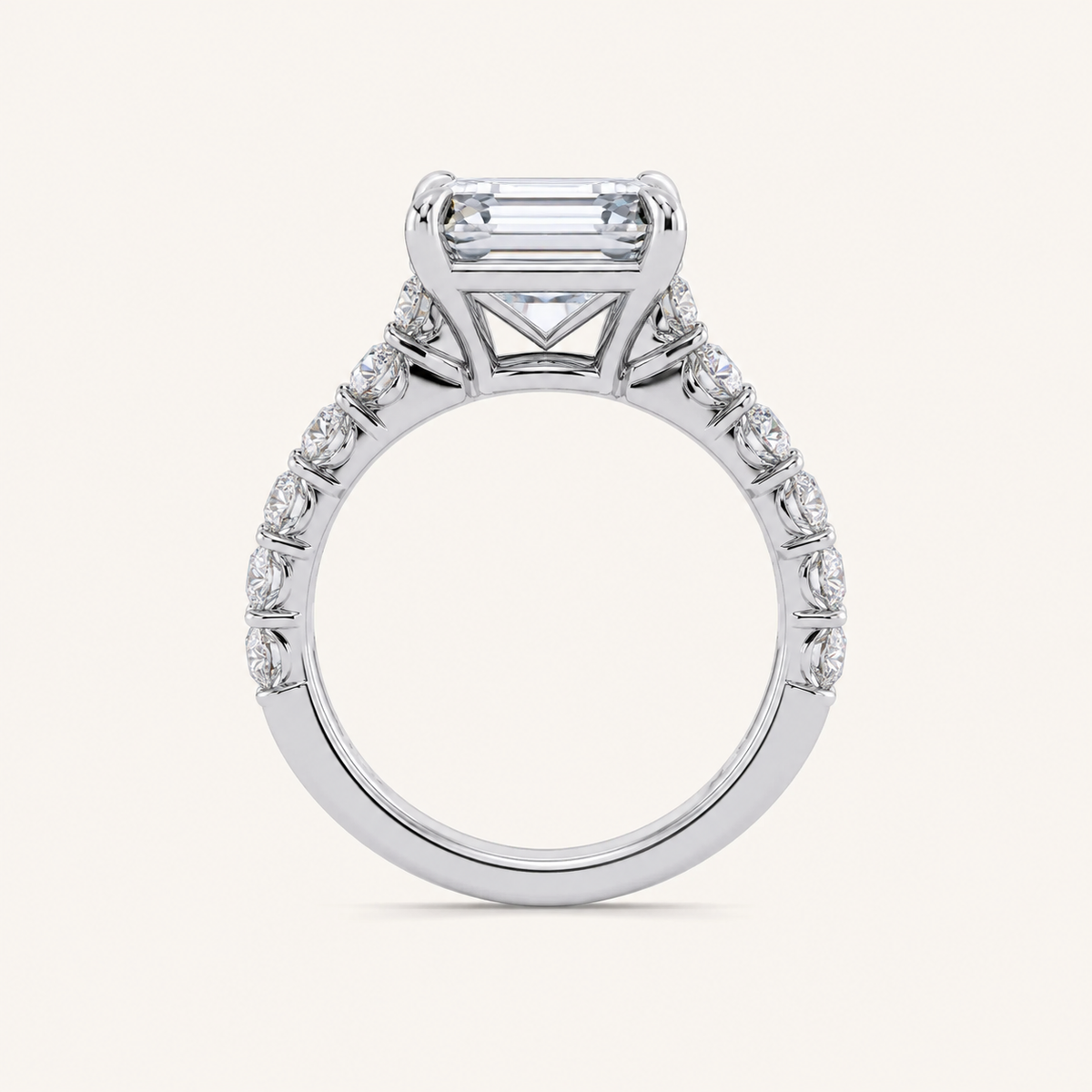 5.04CT Emerald Cut Certified Lab Grown Diamond Hidden Halo Bridal Set