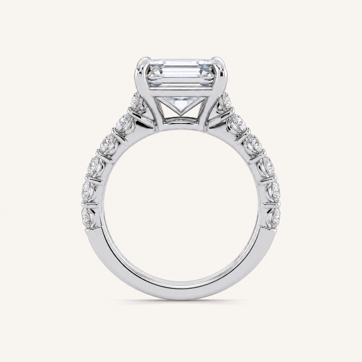 5.04CT Emerald Cut Certified Lab Grown Diamond Hidden Halo Bridal Set
